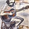 Street Guitar, Chalk on Paper, 42x30, 2005